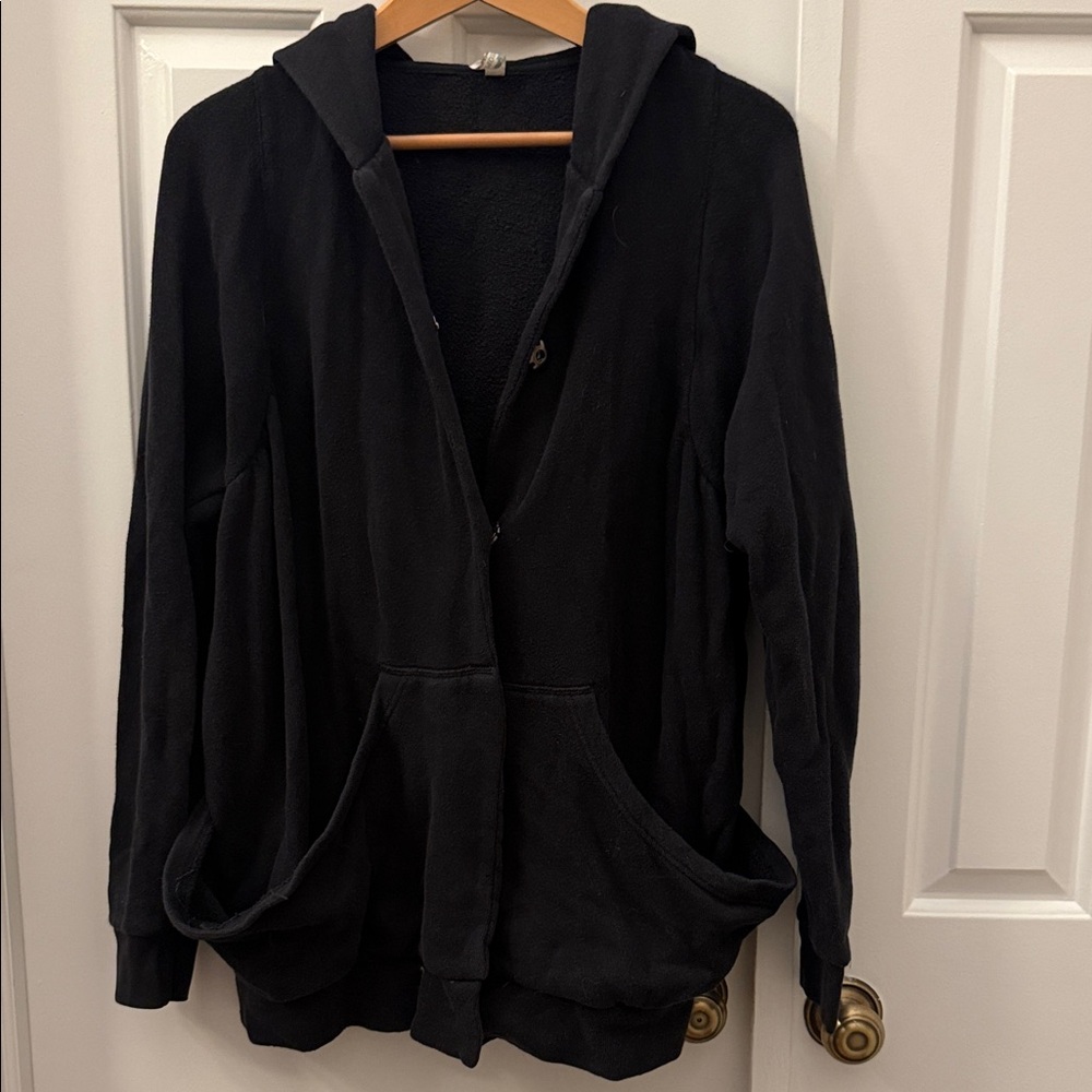 Free People Snap Closure Black Hoodie